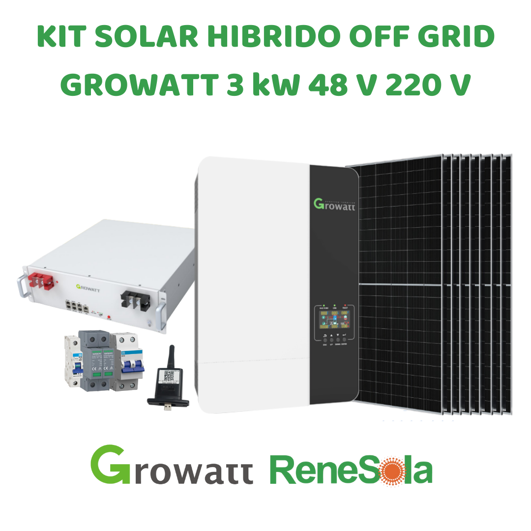 KIT SOLAR OFF-GRID SPF 3000 LVM-ES GROWATT - RENESOLA