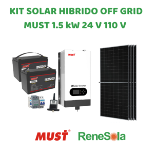KIT SOLAR HIBRIDO OFF-GRID 1.5kW - 110VAC/24 MUST - RENESOLA