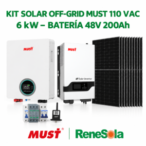 KIT SOLAR OFF GRID MUST 6KW 110VAC 48VDC / BATERIA LITIO 51.2V 200AH MARCA MUST